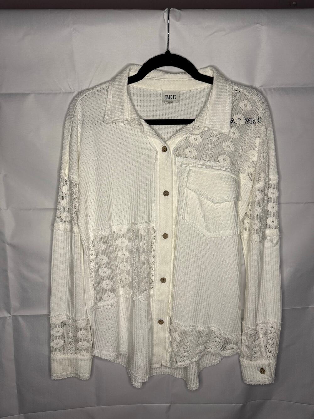 BKE Women’s S White Button Down Boho Western Indie Cottagecore